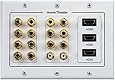 7.1/7.2 Home Theater Speaker Wall Plate 24K Gold Plated with 3 HDMI Connectors