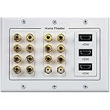 7.1/7.2 Home Theater Speaker Wall Plate 24K Gold Plated with 3 HDMI Connectors