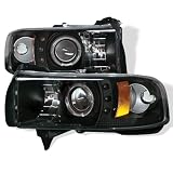 94-01 DODGE RAM HALO PROJECTOR HEADLIGHTS(AMBER) - BLACK by YDX