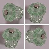 Lots of 4 Coke Bottle Green Antique type double fluted BiFold, Furniture, Cabinet knob Pulls plus, Plus Nylon Protect Caps and Connecting screws to fit both 3/4