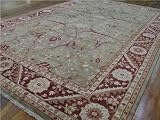12x19 Olive Hand Knotted Wool Agra Rug