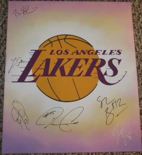 2011 Los Angeles Lakers Team Signed Autographed 20X24 Canvas Painting Coa Matching Numbers Rare Derek Fisher