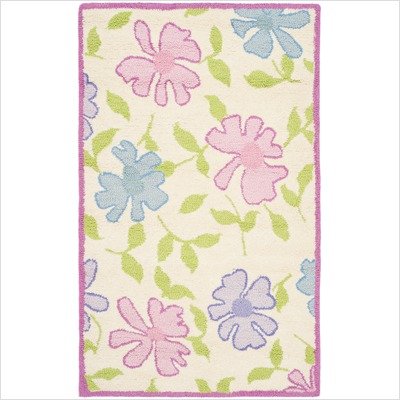 Safavieh Kids Collection SFK376A Handmade Ivory and Pink New Zealand Wool Area Rug, 8-Feet by 10-Feet