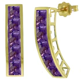 14k Gold Pin Earrings with Genuine Amethysts by