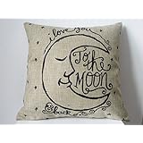 Generic I Love You to the Moon and Back Cotton Throw Pillow Case Vintage Cushion Cover, 18 " x 18 "