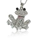Clear Crystal Happy Frog Pendant Necklace Fashion Jewelry