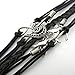 Meily(tm) Antique Chain Silver Infinity Double Birds Note Charms Leather Wrap Bracelet