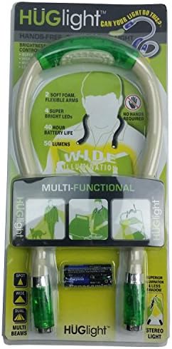 Multi-Function Hands Free LED Snake Huglight w/ Multiple Beams 40 Hour Battery Life- Flexible Arms Covered in Soft Foam (Green)