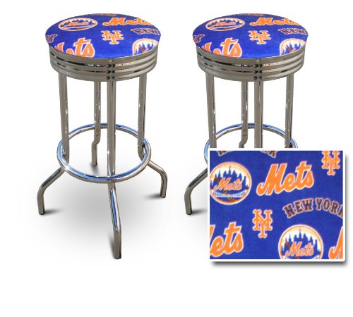 2 New York Mets Baseball MLB Print Fleece Specialty / Custom Barstools Set