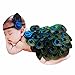 DZT1968 Baby Girl Headband With Peacock Feather Wing Costume Photo Prop Outfit