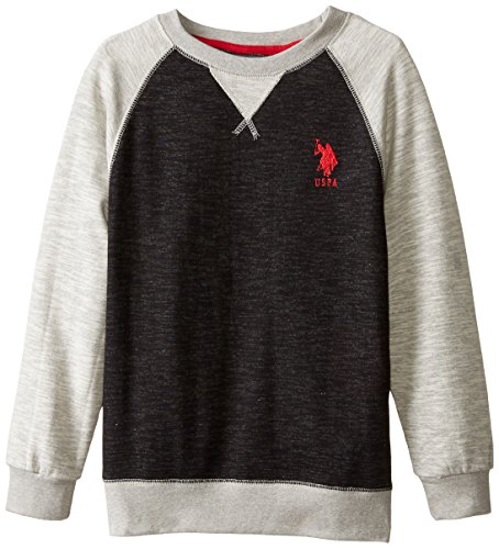U.S. Polo Assn. Big Boys' French Terry Pullover, Marled Black, 10/12