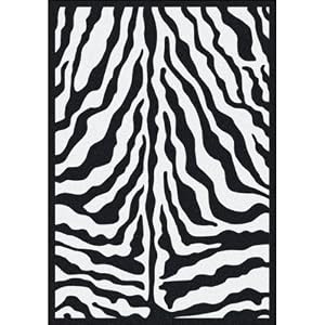 5X8 Animal Print Contemporary Black Zebra Skin Modern Area Rug by Rugs USA