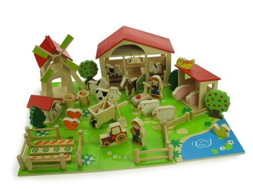 Childrens Toyshop  Toys : Wooden Toy Play Farm Bigjigs