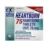 Search : Quality Choice Non-presciption Heartburn 75 Acid Reducer Ranitidine 75mg. Tablet 60 Count ,  Boxes (Pack of 2)