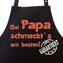 Bei PAPA schmeckt`s am besten! Garantiert! - Kochschürze, Latzschürze mit verstellbarem Nackenband und Seitentasche - Die Geschenkidee!