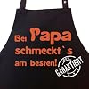 Bei PAPA schmeckt`s am besten! Garantiert! - Kochsch�rze, Latzsch�rze mit verstellbarem Nackenband und Seitentasche - Die Geschenkidee!