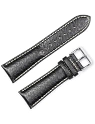 Sport Leather Watchband Black 19mm Watch band - by deBeer