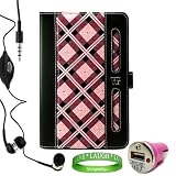 Executive Harlan PINK Checker Plaid Melrose Leather Case, PINK Compatible USB Car Charger, and Earphones with Mic for (Sony’s Luxury) PRS 950 + Live * Laugh * Love VanGoddy Wrist band!!! Executive Harlan PINK Checker Plaid Melrose Leather Case, PINK Compatible USB Car Charger, and Earphones with Mic for (Sony’s Luxury) PRS 950 + Live * Laugh * Love VanGoddy Wrist band!!!