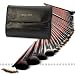 31tlg Make up Pinselset Kosmetik Pinsel Brush Set m schwarz Leder Etui