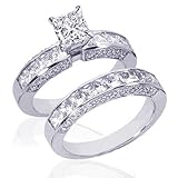 2.85 Ct Princess Cut Diamond Wedding Rings Set VS1 EGL