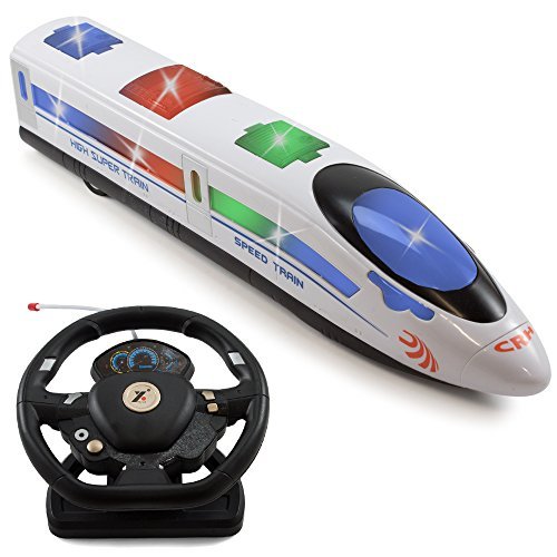 RC Remote Control Radio Control Electronic Musical Toy 3d Back,Front Lighting & Train Sound,Sirens International Train With Simulation Proportion-Steering Wheel Learn to Drive Toy Driving Machine for Kids