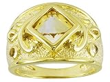 1.28CTW CITRINE 18KT OVER STERLING SILVER MATTE FINISH WITH POLISHED SWIRL ANTIQUE DESIGN RING