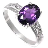 1.1ct Genuine Natural Amethyst Gemstone and Diamond 10k White Gold Ring