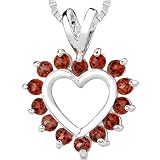 1.50 cts Round Cut Garnet Heart Pendant in Sterling Silver
