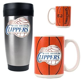 Los Angeles Clippers NBA Stainless Steel Travel Tumbler and Game ball Ceramic Mug Set -... by Great American Products