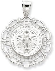 14k White Gold Blessed Mary Medal