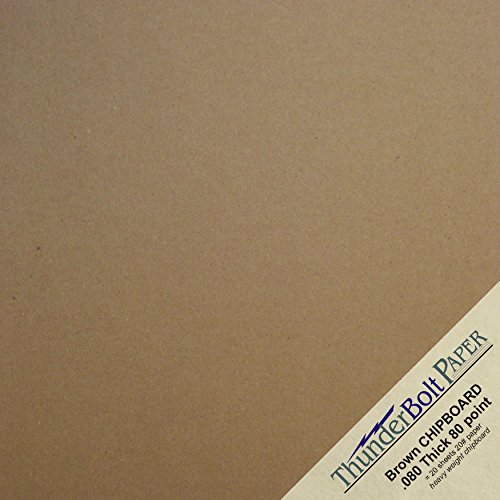 10 Sheets Brown Chipboard 80 Point Extra Thick 8 X 8 Inches Album|Scrapbook Size .080 Caliper XX Heavy Cardboard as Thick as 20 Sheets 20# Paper