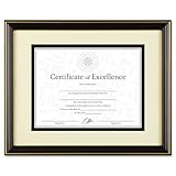DAX Gold-Trimmed Document Frame With Certificate Wood 11 X 14 Black Gold De ....