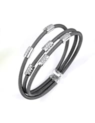 Sterling Silver Multi-strand Cubic Zirconium Bangle