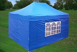 10x15 Pop up 4 Wall Canopy Party Tent Gazebo Ez Blue