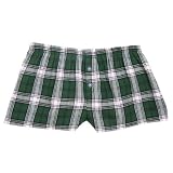 Green And White Check Plaid Flannel Cotton Girl Boxers Mini Itty Bitty Shorts 1" Inseam, Covered elastic waist, 100% cotton,