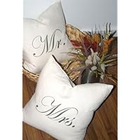Pillow Decor - Mr and Mrs 18x18 Linen Pillow Set