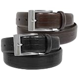 Joseph Abboud Mens Croc Print Luxury Leather Belt