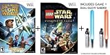 Star Wars Clone Wars + Lego Star Wars Complete Sage + Dual Glow Sabers for Nintendo Wii