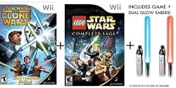 Star Wars Clone Wars + Lego Star Wars Complete Sage + Dual Glow Sabers for Nintendo Wii