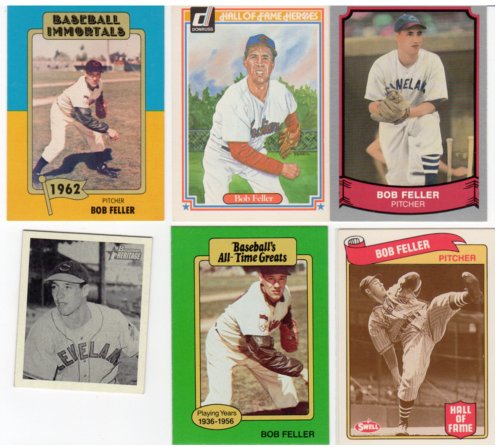 Bob Feller Cleveland Indians Baseball Card Lot w/1948 Bowman Reprint