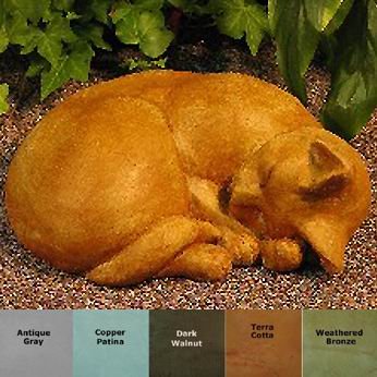 CLASSIC SLEEPING CAT STATUE Outdoor Garden Sculpture Cast Concrete NO RESIN