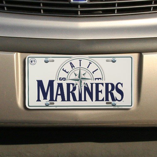 Seattle Mariners White Metal License Plate
