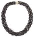 14k Yellow Gold 4mm Smoky-Quartz and Dyed Bronze Freshwater Cultured Pearl Woven Strand Necklace, 16"