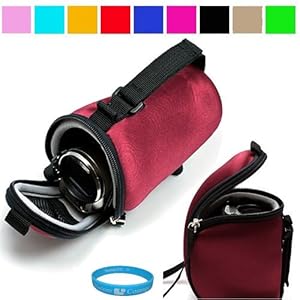 Classy Camcorder Case for MiniDV Handycam Sanyo Xacti Vpc-e2 Sanyo Xacti Hd1010 Sanyo Vpc-fh1 Sanyo Vpc-cg10 and More. (Red) + SumacLife Wisdom Courage Wristband
