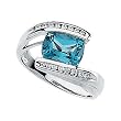 14K White Gold Swiss Blue Topaz and Diamond Ring