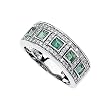 14K White Gold 3/8 ct. Diamond with 3/4 ct. Square Shaped Emerald Ring