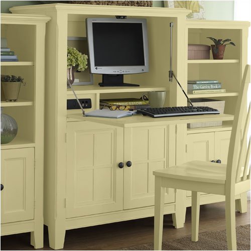 Riverside Furniture 52336 Spring Street 37" W Drop Lid Computer Cabinet in Buttercup Yellow