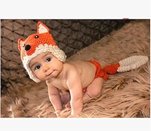 Jastore® Infant Costume Photography Cute Fox Hat Set Handmade Knit Crochet