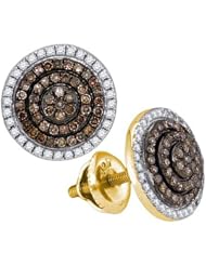 0.55CTW COGNAC DIAMOND MICRO-PAVE EARRING