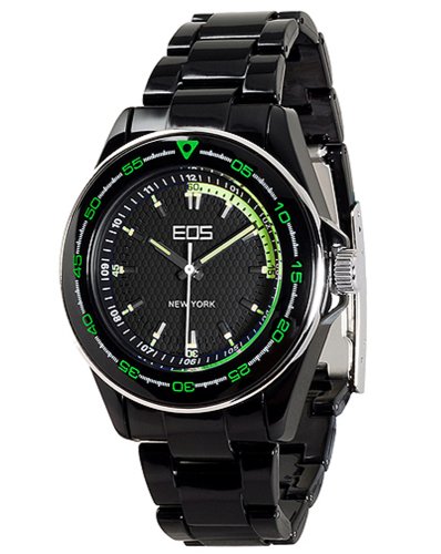 EOS New York Men's 161LBLKBLK Plastic Black Band Watch